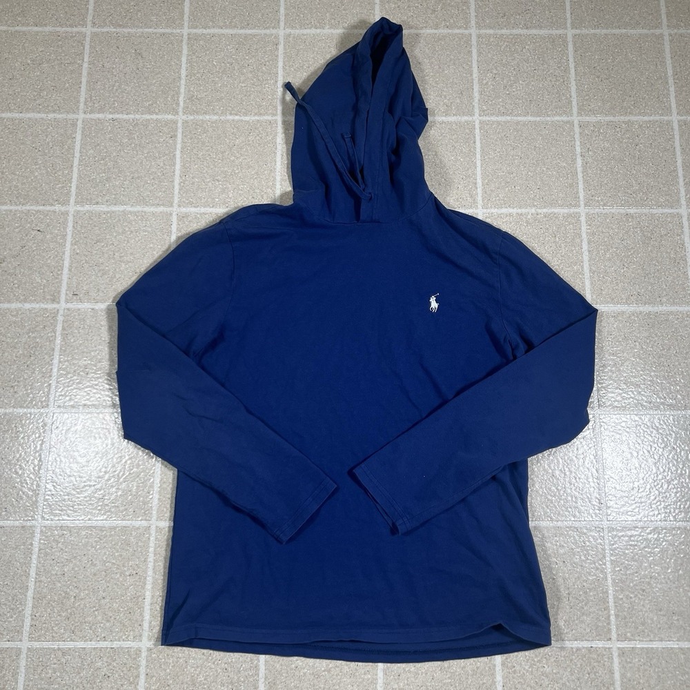 Ralph Lauren Shirt Mens Size Medium Blue Pony Hoodie Pullover Long Sleeve